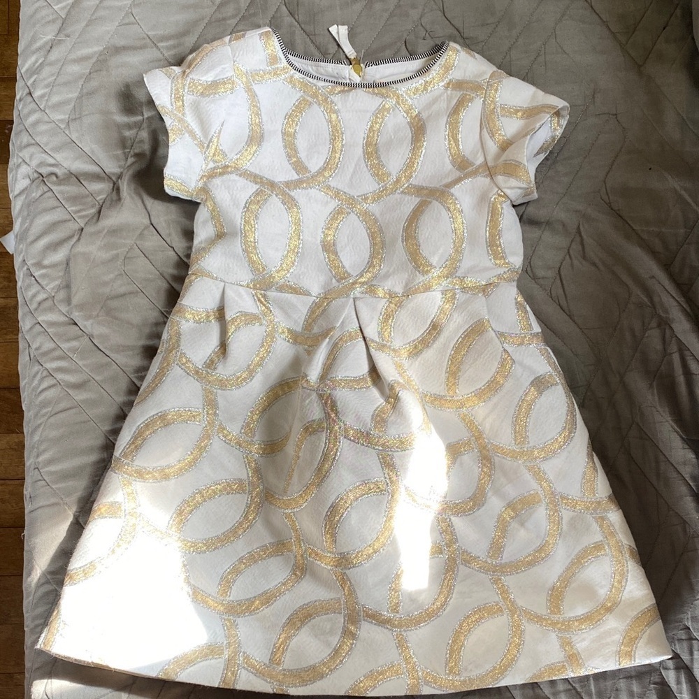 Crewcuts White and Gold Formal Kids Dress